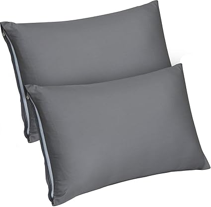 Buy King Grey Zippered Bamboo Pillow Cases Pack Of 2 King