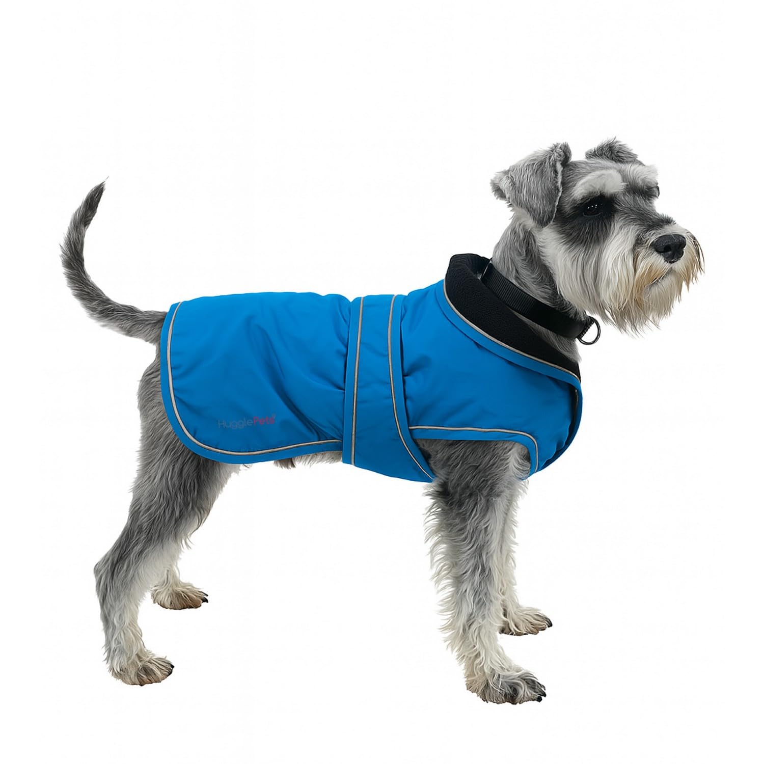 Hugglepets Arctic Armour Waterproof Thermal Dog Coat - Blue (X Small 30cm) Reflective Microfleece-Lined Coat for Small Dogs with Adjustable Hook & Loop Fastening & Zipper for Harness or Collar.