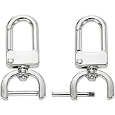 PATIKIL 0.6 Inch Swivel Clasp Hooks, 2 Pcs D Ring Detachable Snap Hook with Screw Bar, Swivel Lobster Claw Clasps for Bag Strap Purse Lanyard DIY Craft Hardware, Silver