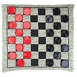 Brybelly Giant 3-in-1 Checkers and Mega Tic Tac Toe with Reversible Rug