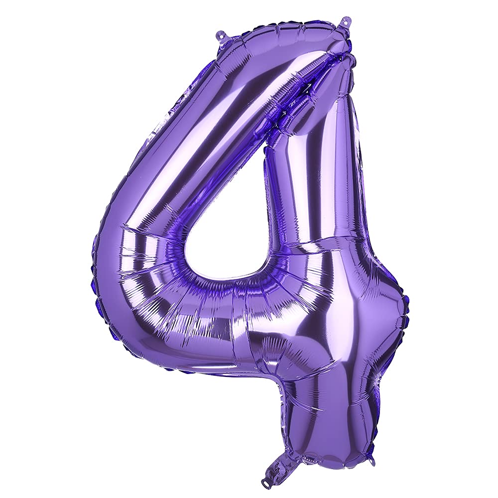 100 cm Large Purple Number 4 Foil Balloon Foil Mylar Giant Helium Balloons Birthday Party Decoration Supplies