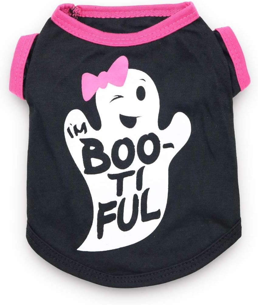 Small Dog Halloween Shirt - Puppy T Shirt - Pink Halloween Clothes for Girls, Medium