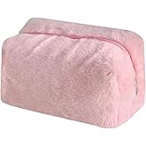 HABUAETY Makeup Bag Small Cosmetic Bags for Purse Women Girls Plush Simple Make Up Pouch