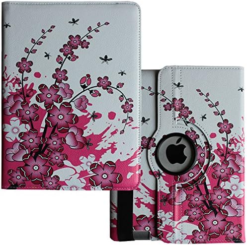 iPad Mini 1 Case, iPad Mini 2 Case, iPad Mini 3 Case, Lingsor 360 Degree Rotating Stand Magnetic Smart Cover with Auto Sleep Wake for iPad Mini 1/2/3, Pink Flower