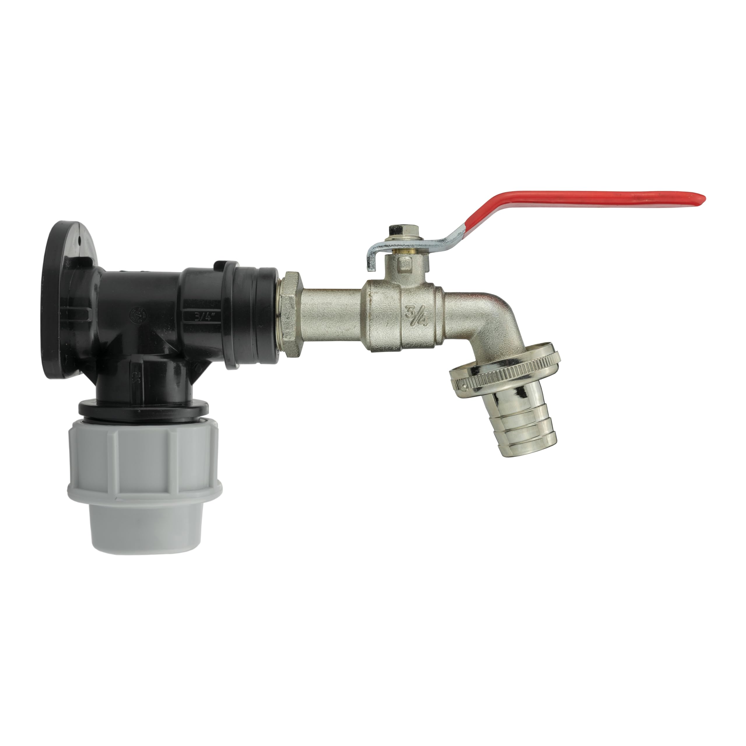 Garden Watering tap/Stopcock 25mm Water Pipe MDPE Back/Wall Plate+Lever tap+Free Thread Seal Tape