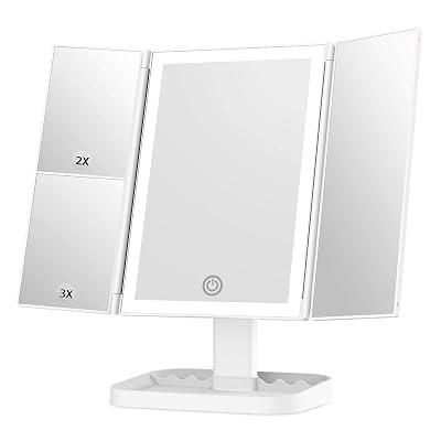 Wondruz Makeup Mirror Vanity Mirror with Lights, 3 color lighting, 1x 2X 3X Magnification, Touch Screen Switch, Dual Power Supply, Portable High