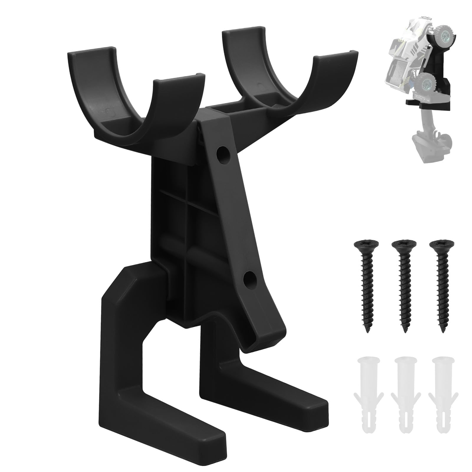 Photo 1 of RCENJOY RC Car Wall Mount Remote Control Car and Transmitter Organizer Displayer for 1/14 1/16 1/18 1/24 RC Model Car (Black)