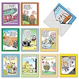 10 Hilarious Birthday Cards with Envelopes 4 x 5.12 inch, Assorted 'McCoy Bros. Cutups' Note Cards Featuring Funny Cartoons About Getting Old, Great for Parents, Grandparents, Friends M6617BDG
