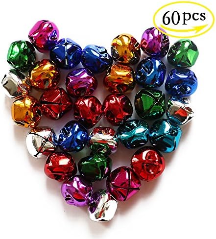 YEJI 60pcs Multi color 1 Inch Christmas Bells Iron Loose metal Beads Jingle Bells Christmas Decoration Pendants DIY Crafts Handmade Accessories