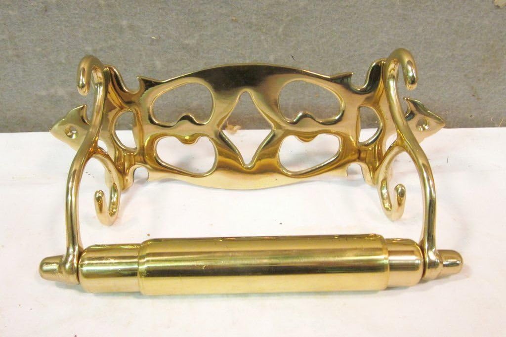 Polished Brass ANTIQUE STYLE Bath Toilet tissue Paper holder with BRASS roller