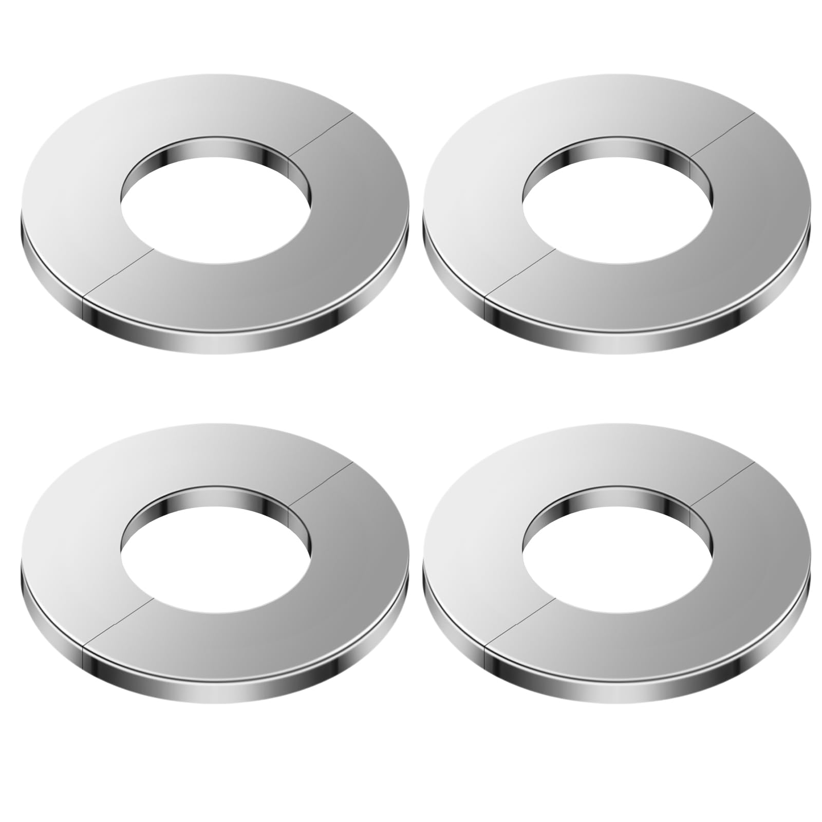 Photo 1 of Stainless Steel Round Escutcheon Plate, Faucet Escutcheons Split Flange Plumbing Cover Plates for Kitchen, Bathroom, and Balcony Pipes 4?Hole Width 34mm?