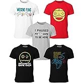 BROOKLYN VERTICAL 5-Pack Video Gamer Short Sleeve Crew Neck Boys T-Shirt with Chest Print | Soft Cotton Sizes 6-30
