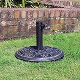 Kingfisher 9kg Cast Iron Effect Parasol Base Bronze Rose Pattern Adapters view 2