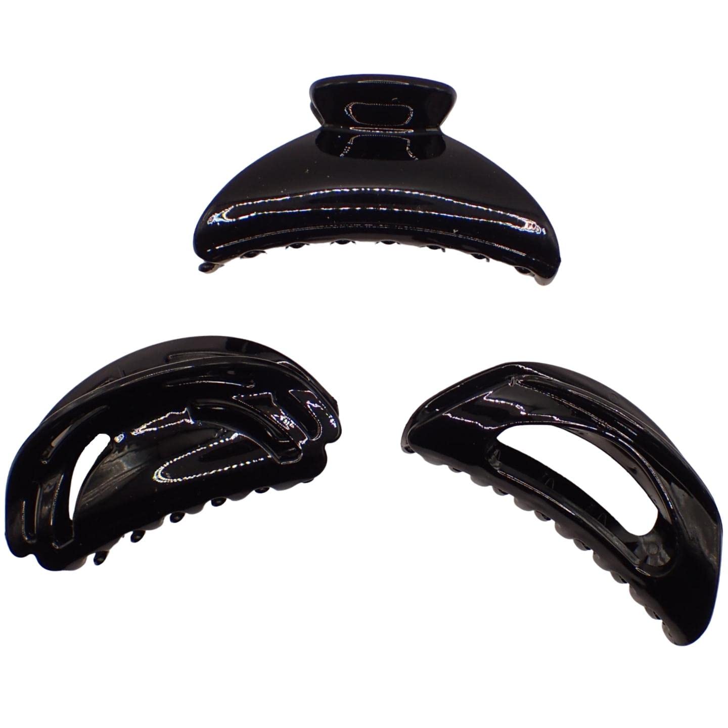 Topkids Accessories 3 Pack Women Large Bulldog Hairclip Trendy Womens Clips for All Hair Types (black)