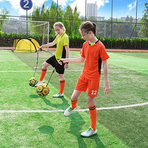 image for PodiuMax Handle Solo Soccer Kick Trainer with New Ball Locked Net Desi