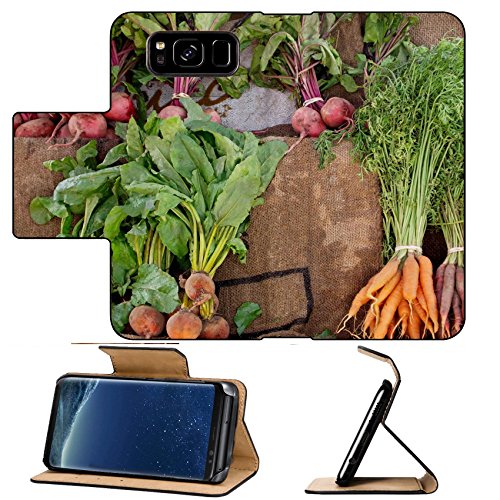 MSD Premium Samsung Galaxy S8 Plus Flip Pu Leather Wallet Case IMAGE ID 20192723 A display of colorful carrots beets and turnips with burlap shipping sacks