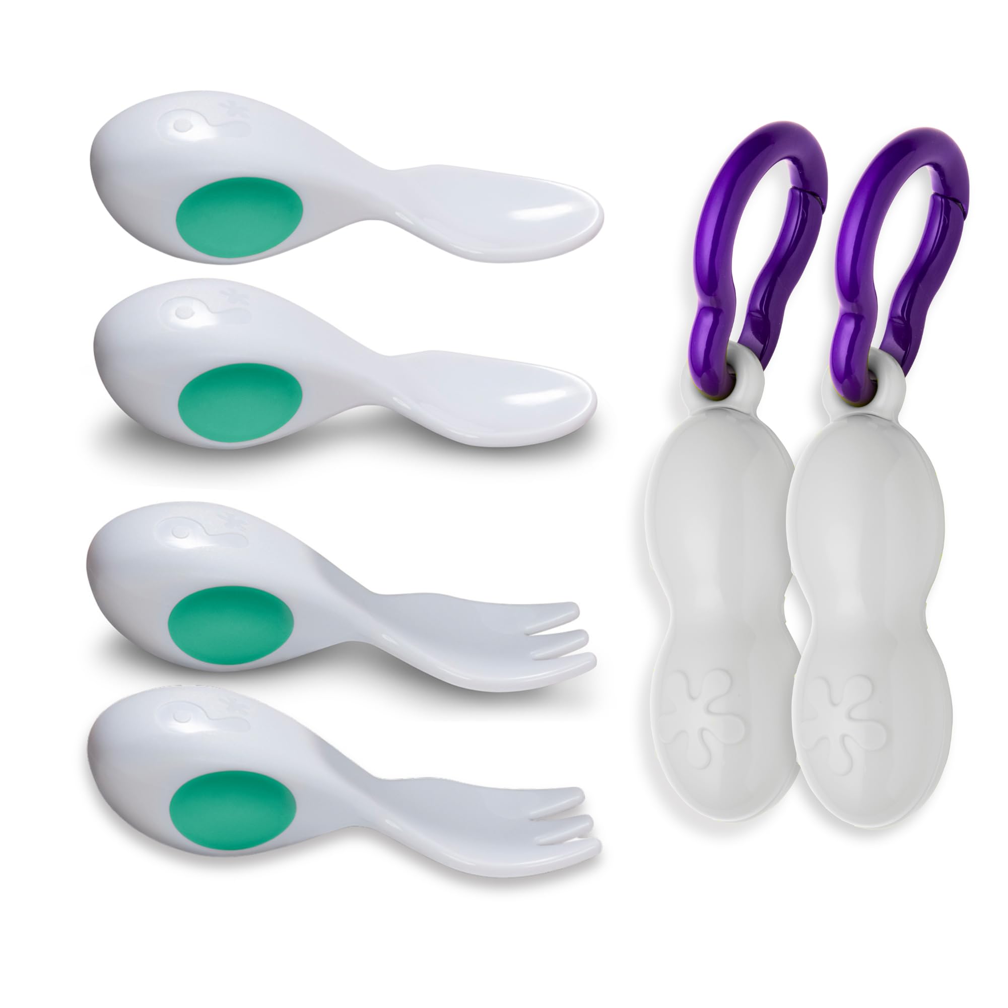 doddl Baby Cutlery Set (6–12 Months) – Spoon & Fork for Weaning, BLW Self-Feeding – Easy-Grip Handles & Safe Short Design (Fresh Green (Twin Pack))