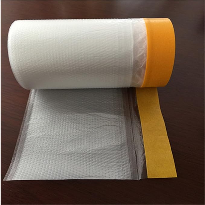 Maskierfolie zum Malen, 20m vorklebebinden Maskierfolie Bandrolle selbstklebend Malerschutz Abdeckfolie (20m × 55cm)