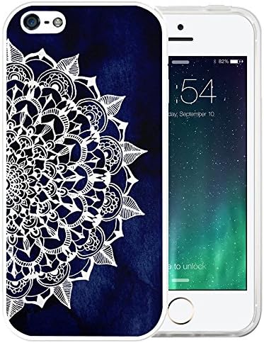 iPhone SE Case, LAACO Beautiful Clear TPU Case Rubber Silicone Skin Cover for iPhone 5/5S/SE - Midnight Blue Maya Mandala