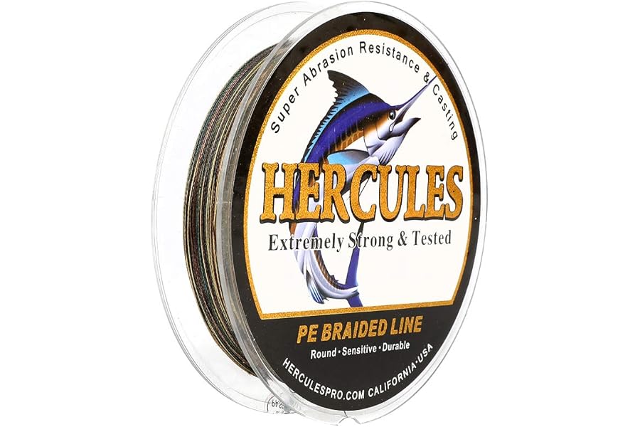 HERCULES Cost-Effective Super Strong 4 Strands Braided Fishing Line 6LB to 100LB Test for Salt-Water, 109/328 / 547/1094 Yards (100M / 300M / 500M / 1000M), Diam# 0.08MM - 0.55MM, Hi-Grade