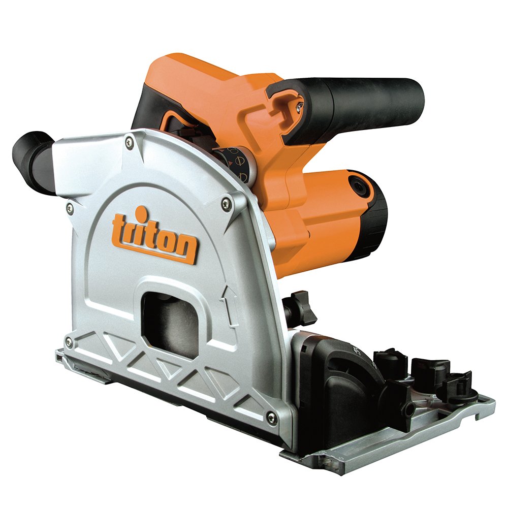 Triton TTS1400 Sierra de pista de inmersión de 1400 W de 6-1/2 pulgadas - Sierra de pista con cable con velocidad variable, arranque suave y corte biselado, compatible con sistema de guía de pista para carpintería de precisión
