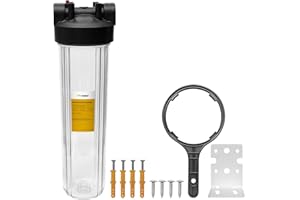 Filterelated 20" Whole House Water Filter Housing, NSF Certified, Fit for 20" x 4.5" Filters, 1" NPT Plastic Inlet/Outlet, Cl