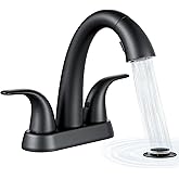 Ultimate Unicorn Matte Black Bathroom Sink Faucet - 4 Inch Centerset Pull Down Vanity Faucets 3 Hole with Pop Up Drain - Two Handle Modern Washbasin Tap Set with Pull Out Sprayer for Rv Restroom