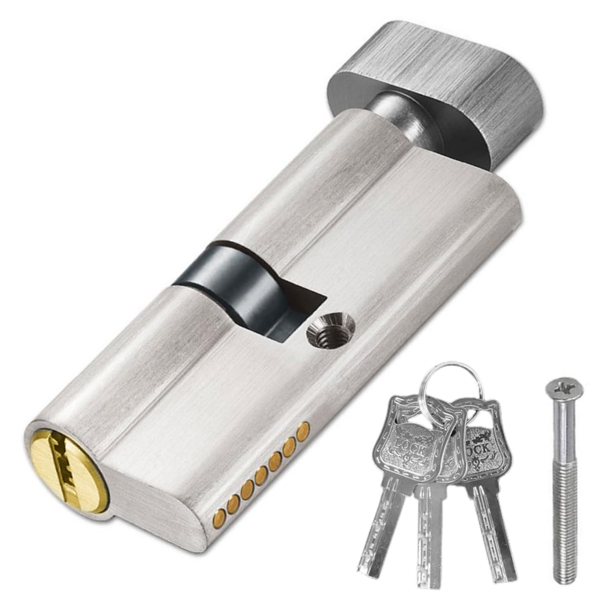 35T/35 Thumb Turn Euro Cylinder Lock (70mm), Gate Lock with 3 Keys, Anti-Drill and Anti-Pick Barrel Profile Lock for Wooden, UPVC and Composite Doors