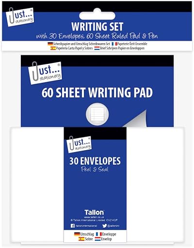 Just Stationery 4130 Writing Set with 60 Sheets 30 Envelopes and Pen