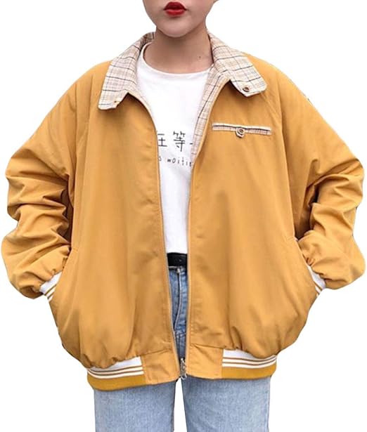 Amazon Baluote レディース コート ジャケット 長袖 韓国風 ジャンパー 春 秋 アウター トップス おしゃれ コート シンプル 原宿系 Bf風 ストリート系 ブルゾン コート ジャケット 通販