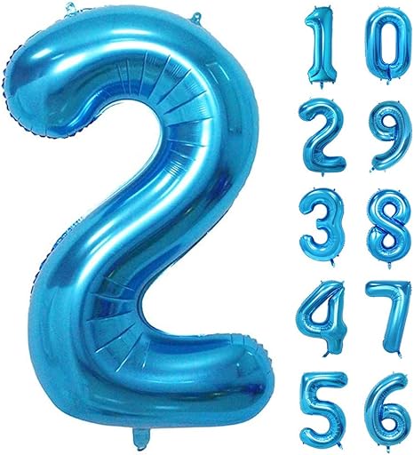 Amazon Lausatek バルーン アルミ風船 数字2 ナンバー 40インチ 大きい 誕生日 ハッピーバースデー 飾り付け 青 記念日 パーティー 約90cm ブルー 風船 バルーン おもちゃ