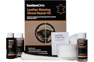 Furniture Clinic Leather Steering Wheel Repair Kit | Kit to Repair Tears, Scuffs, & Scratches on Leather Steering Wheels