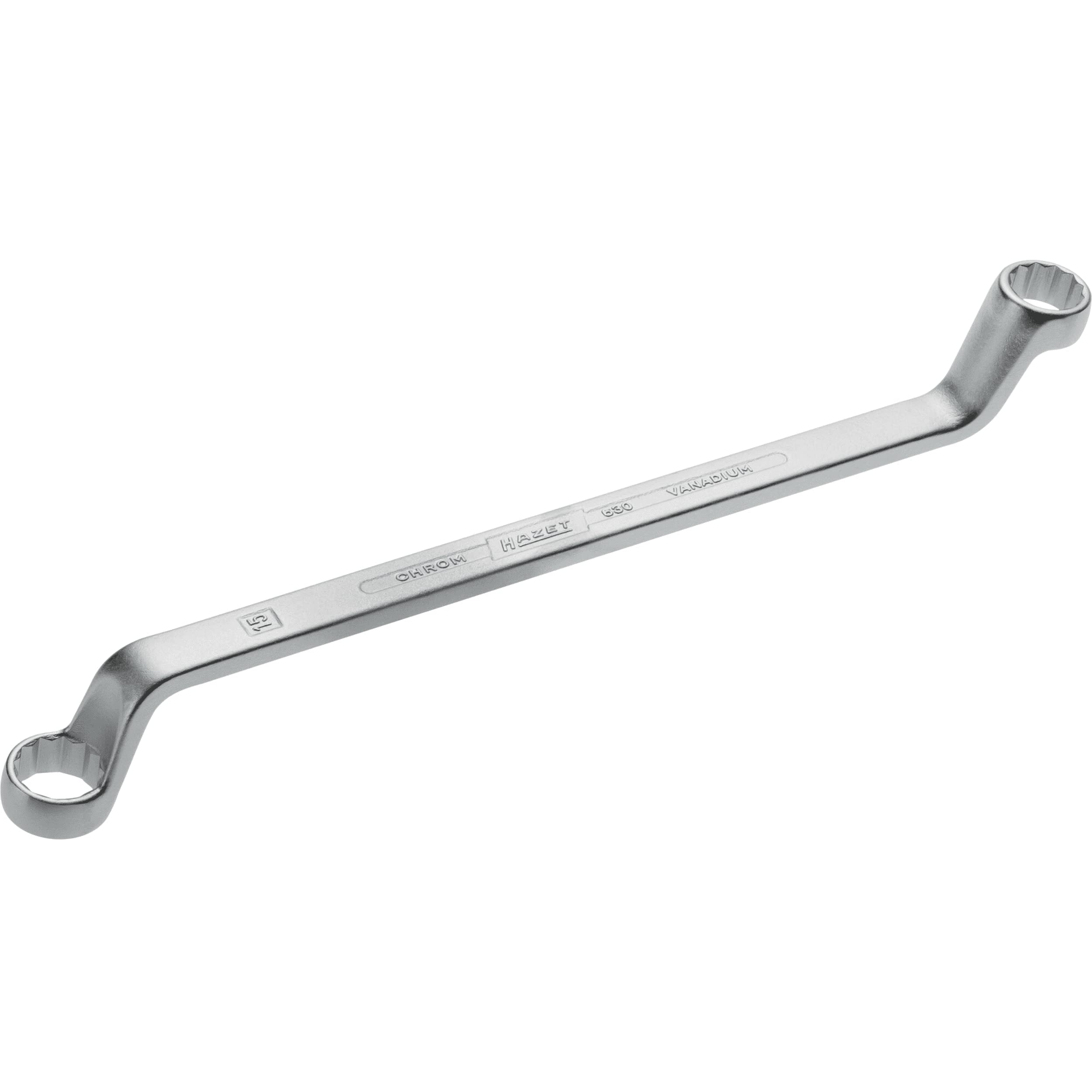 HAZET 630-14X15 240 mm 12-Point Profile Polished Head Double Box-End Wrench - Chrome-Plated
