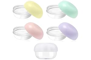 RONRONS Leak Proof Mini Travel Jars, Travel Containers for Creams with Lids and Labels, Travel Bottles Lip Balm Cosmetic for Jewelry Case Toiletries Moisturizer Plastic Small Jar 5 Pcs 10ml