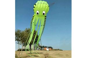 AMAZONA'S PRESENTZ APZ Bumblebee 3D 26ft Ultra Large & Fun Octopus Foil Kite with Handle & Line, Beach Park Outdoor Fun (Yellow)