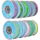 TECSONAR Crystal Rainbow PLA 3D Printer Filament Bundle, 10 Rolls,1KG Spool(2.2lbs) 1.75mm Gradient Filament for Most FDM 3D Printers,10 Different Crystal Rainbow Colors