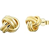 Bolenvi Classic Gold Eternity Love Knot Stud Earrings - 925 Sterling Silver Posts with 14K Gold Plating - Dainty Studs for Women - Jewelry Gift for Her