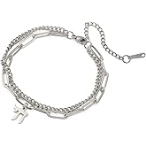 Amaxer Adjustable Double Layer Chai Symbol Anklet Stainless Steel Jewish Hebrew Life Charm Ankle Bracelet Judaism Religious Jewelry