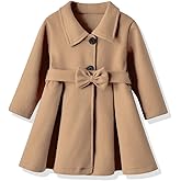 USKIDKK Toddler Baby Girl Clothes Jacket Coat Long Sleeve Solid Color Buttons Dress Coat Fall Winter Outfit