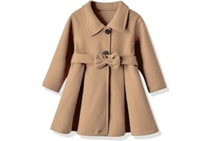 USKIDKK Toddler Baby Girl Clothes Jacket Coat Long Sleeve Solid Color Buttons Dress Coat Fall Winter Outfit