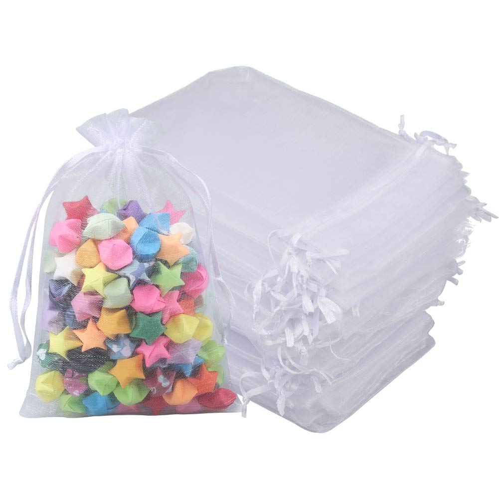 jijAcraft 100Pcs Whtie Organza Bags, 13x18CM Organza Gift Bags, Jeweller Pouches Drawstring Bag, Large Party Sweet Bag For Wedding, Birthday, Christmas, Gift Wrapping