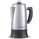 Elite Gourmet 12-Cup Electric Coffee Percolator, Keep Warm, Clear Brew Knob | BPA-Free, Cool-Touch, Stainless Steel, EC924