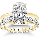 Effinny 3.5ct Elongated Oval Cut Wedding Ring Set,Solitaire Engagement Ring with Oval Eternity Band,925 Sterling Silver Bridal Ring Set