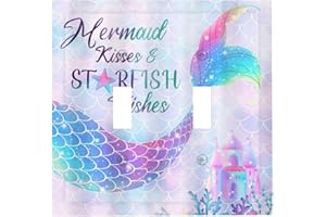 Yamxbfa Cute Mermaid Tail Double Toggle Light Switch Covers Decorative 2 Gang Wall Plate Covers Purple and Pink Blue Dual Device Electrical Switchplate Faceplate for Nursery Kids Room Decor