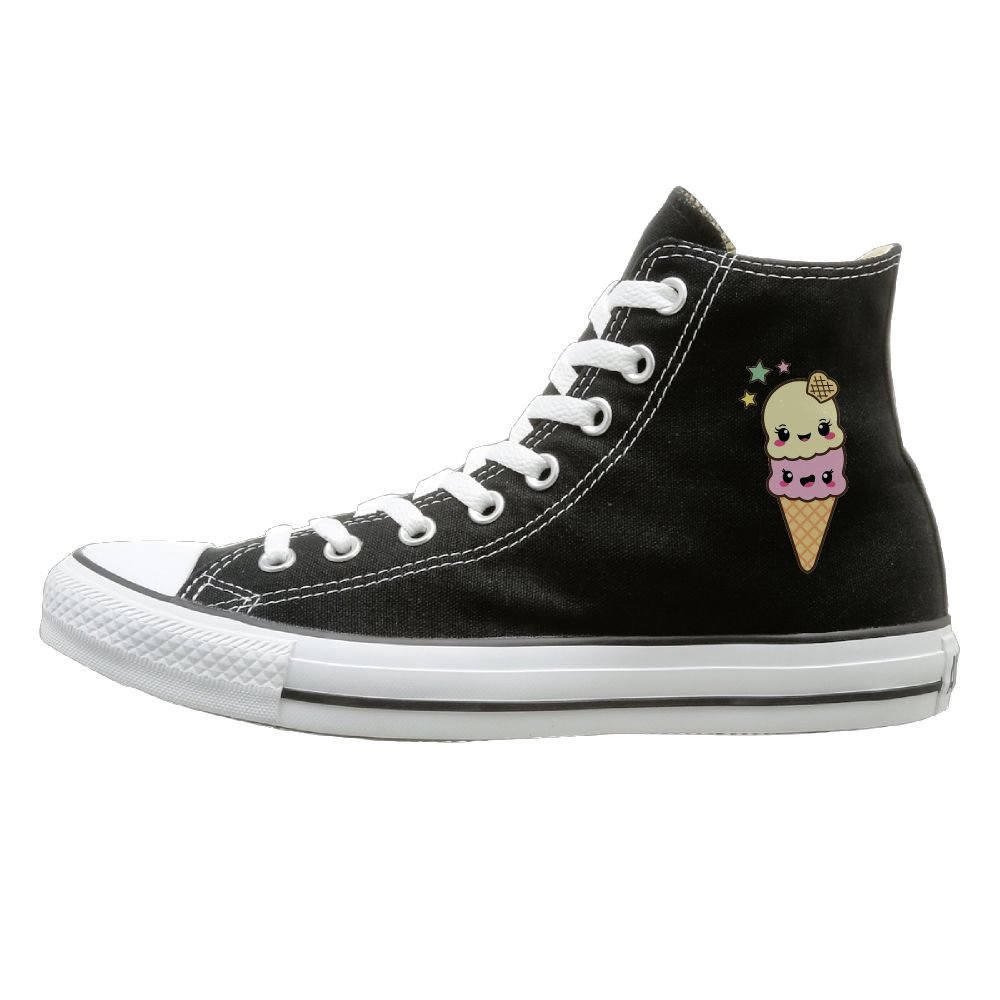 Shenigon Cute Ice Cream Canvas Shoes High Top Sport Black Sneakers Unisex Style