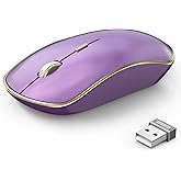 JOYACCESS Silent Wireless Mouse - 2.4G Portable & Ergonomic with 5 DPI Levels for Desktop, Notebook, PC & Laptop (Purple)