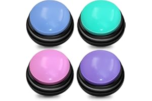 TRELC Dog Buttons for Communication, 30 Seconds Voice Recording Button, Pets Training Buzzers, Dog Buttons Talk, Creative Gift for Study, Office Game, Pack of 4 (Pink + Green + Blue + Purple)