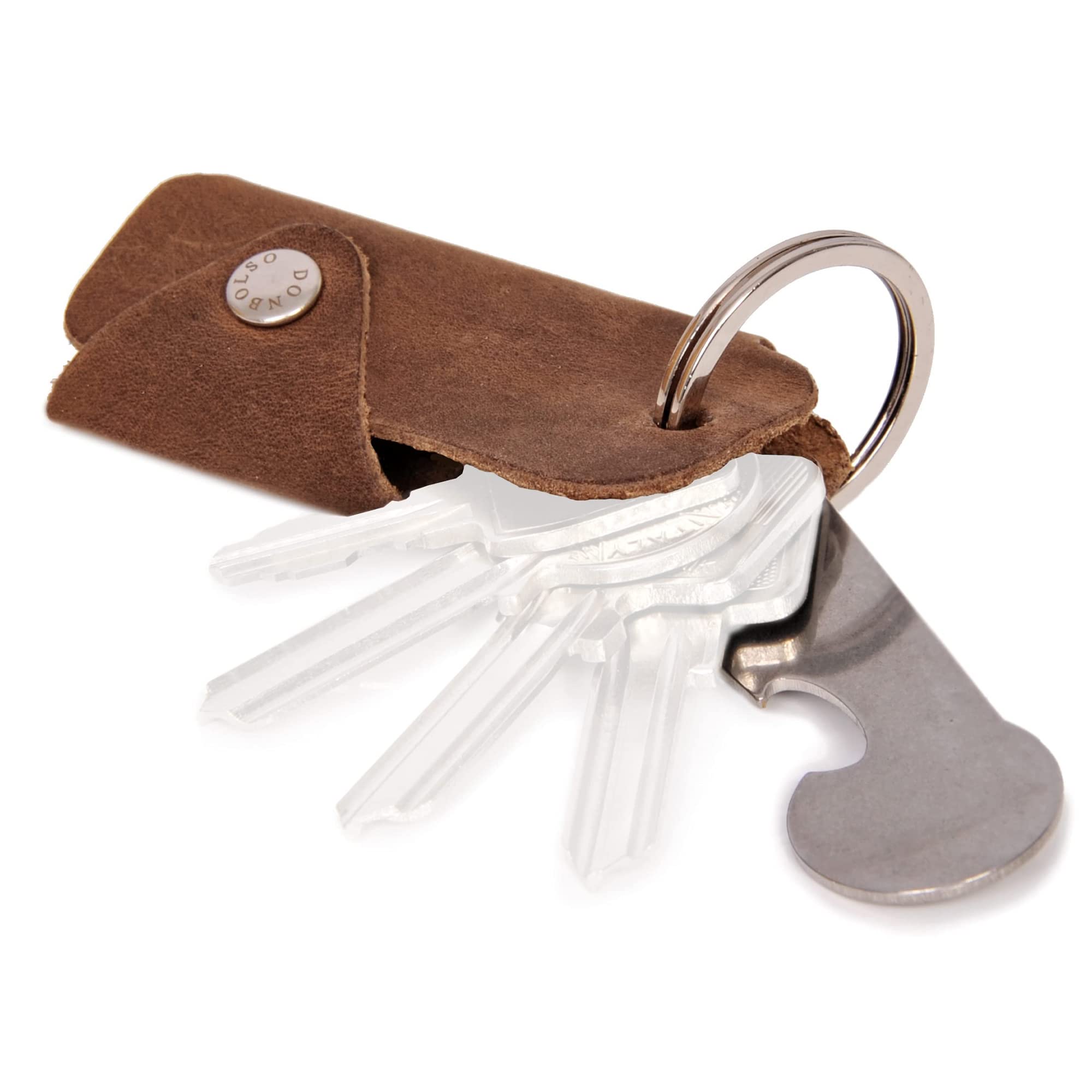 DONBOLSO® Colt Key Ring With Shopping Trolley | Leather Key Holder For 1-6 | Brown