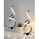 JIOODICH. 2 Pack Modern Table Lamps for Nightstand, LED Spiral Touch Light | 16" Dimmable 3 Color Temperature Night stand Desk Lamp, Unique Bedside Light for Living Room, Bedroom, Ideal Gift, Black