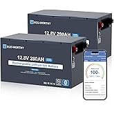 ECO-WORTHY EnergyRock 12V 280Ah 2 Pack LiFePO4 Lithium Battery Metal Case | with Bluetooth Low-Temp Protection, Built in 200A BMS, 3584Wh Max, Off-Grid Solar, RV, Camper, Travel Trailer, Home Use